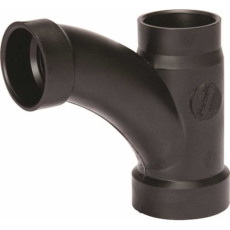 Nibco 3 in. x 3 in. x 2 in. ABS DWV All Hub Long-Radius Sanitary Tee C5812LHD332